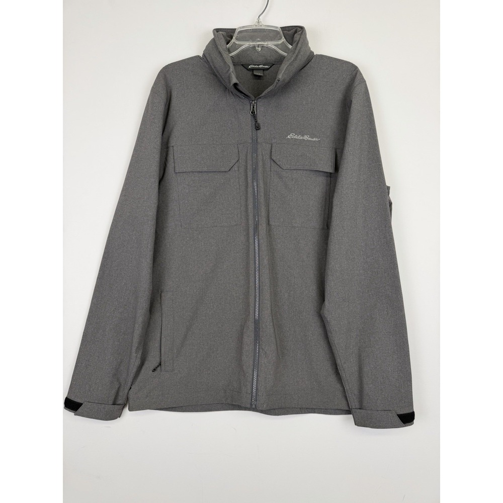Eddie Bauer Men's Full Zip Gray Jacket with Upper Snap Pockets/hoodie Size L‎